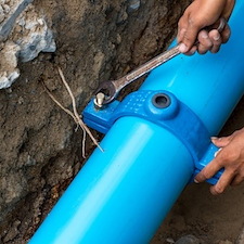 Sewer line repair in progress